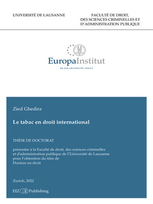 cover image of Le tabac en droit international